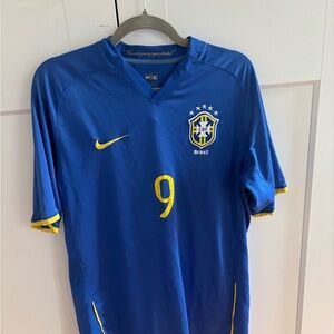 Nike Blue Soccer Jersey with Gold Detail